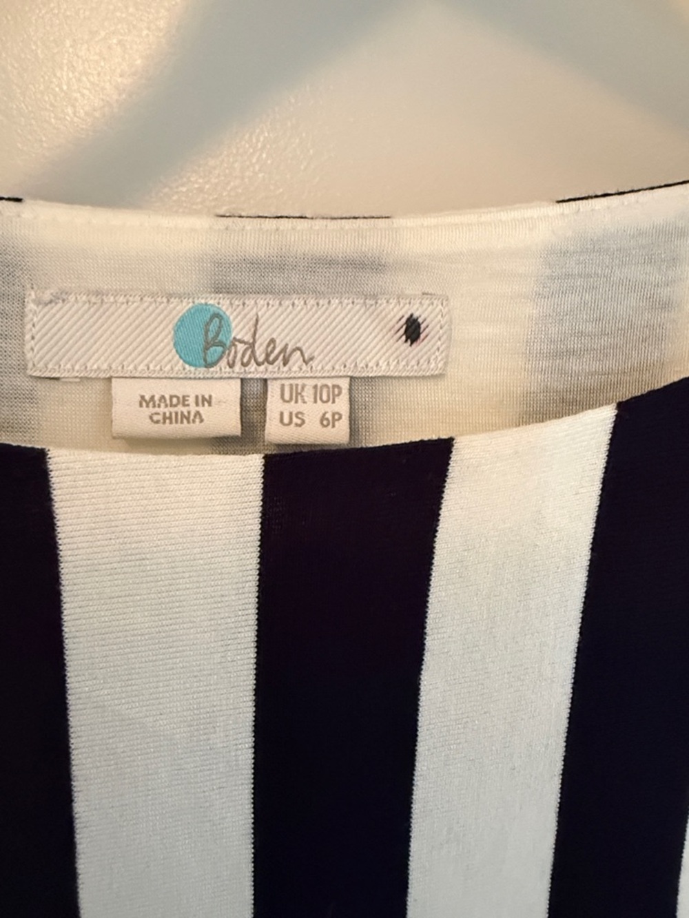 Boden Black and White Striped Midi Dress Tie Waist Size 6P - Picture 3 of 6